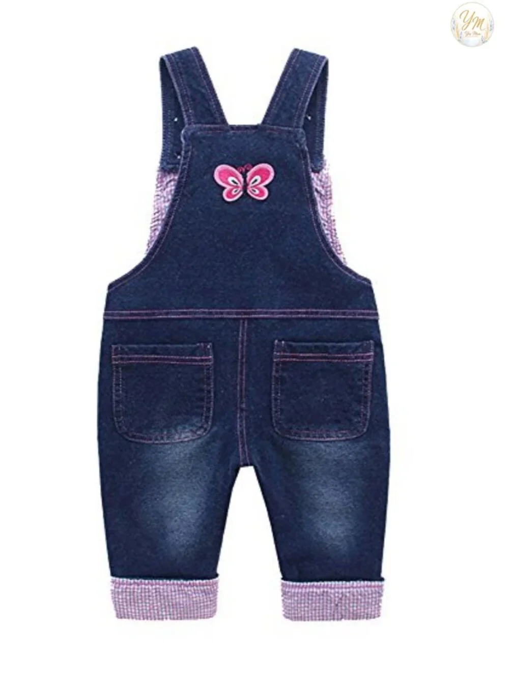 Toddler Girls Denim Overalls with 3D Bunny Patch & Ruffle Trim